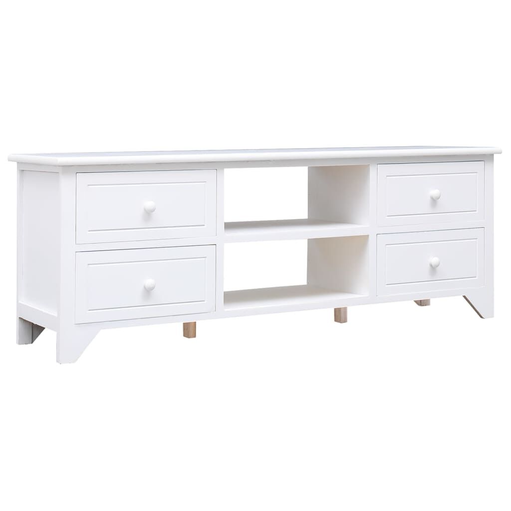 vidaXL Έπιπλο Τηλεόρασης Λευκό 108x30x40 εκ. από Μασίφ Ξύλο Παυλώνιας