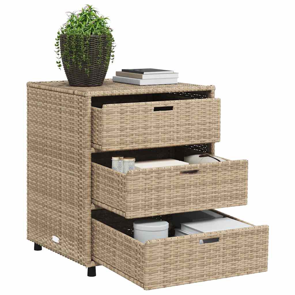 vidaXL Ντουλάπι Αποθήκευσης Κήπου Beige 55x59x69 εκ. Συνθετικό Ρατάν