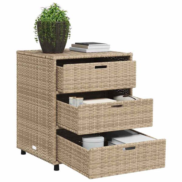 vidaXL Ντουλάπι Αποθήκευσης Κήπου Beige 55x59x69 εκ. Συνθετικό Ρατάν