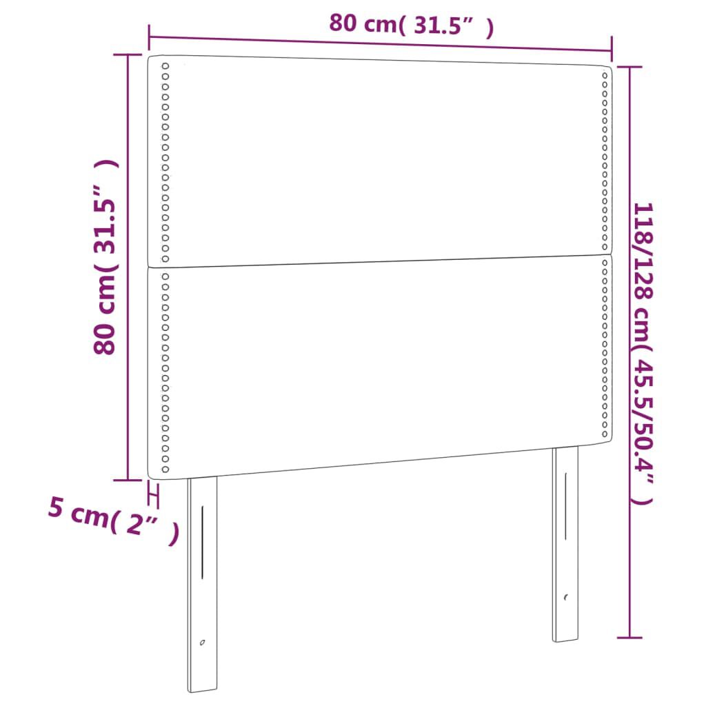 vidaXL Κεφαλάρι Κρεβατιού LED Μαύρο 80x5x118/128 εκ. Υφασμάτινο