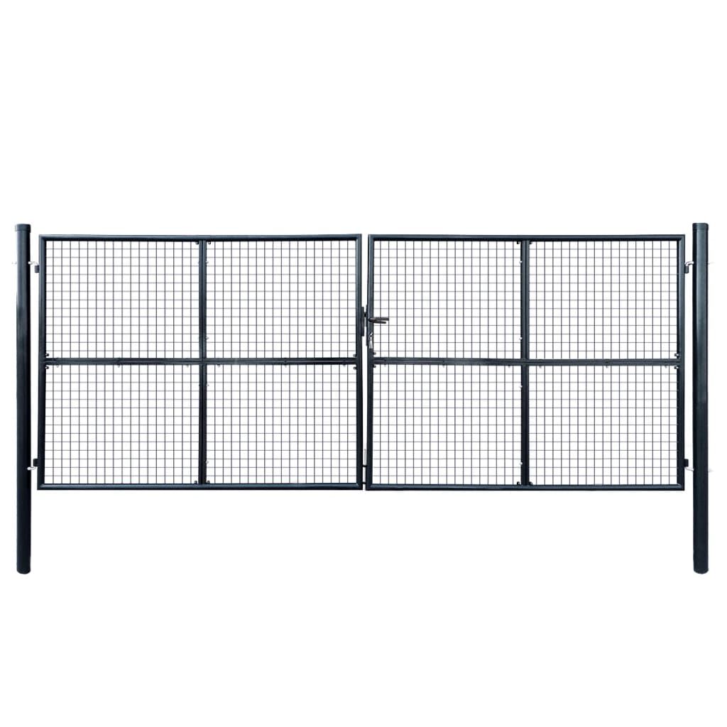 vidaXL Πόρτα Περίφραξης με Πλέγμα Γκρι 400 x 150 εκ. Γαλβαν. Χάλυβας