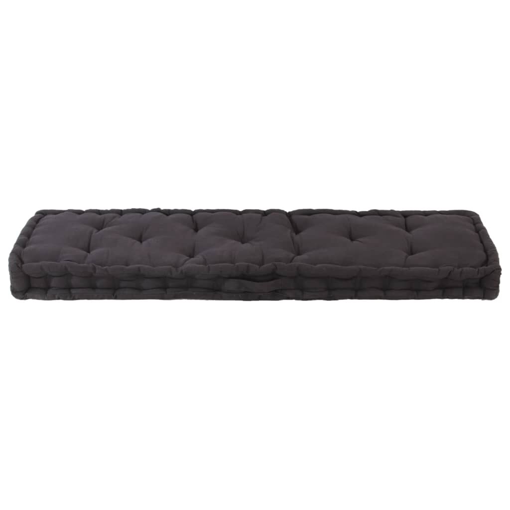 vidaXL Μαξιλάρα Δαπέδου / Παλέτας Μαύρη 120 x 40 x 7 εκ. Βαμβακερή