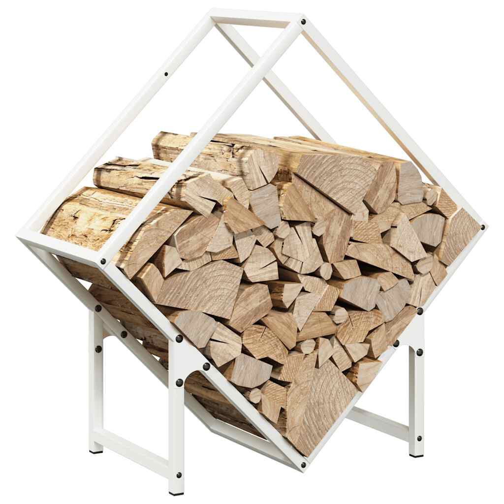 vidaXL Ράφι για καυσόξυλα Λευκό 60x25x60 cm Ατσάλι ψυχρής έλασης
