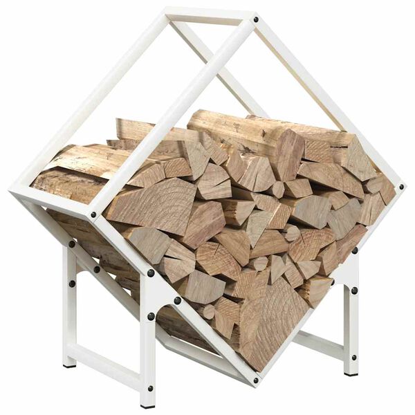 vidaXL Ράφι για καυσόξυλα Λευκό 50x25x50 εκ. Ατσάλι ψυχρής έλασης