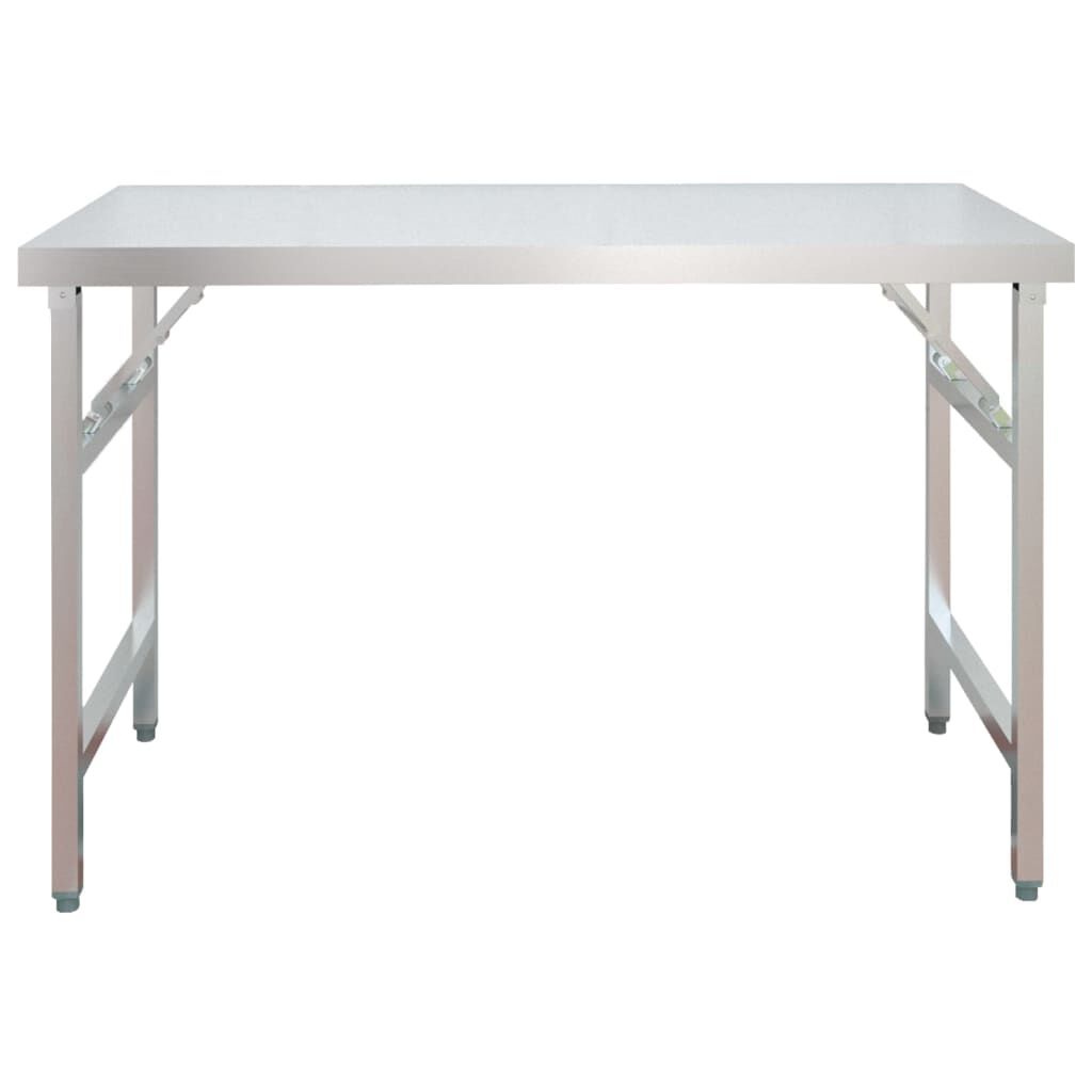 vidaXL Πάγκος Εργασίας Κουζίνας με Ράφι 120x60x145 εκ. Ανοξείδ. Ατσάλι