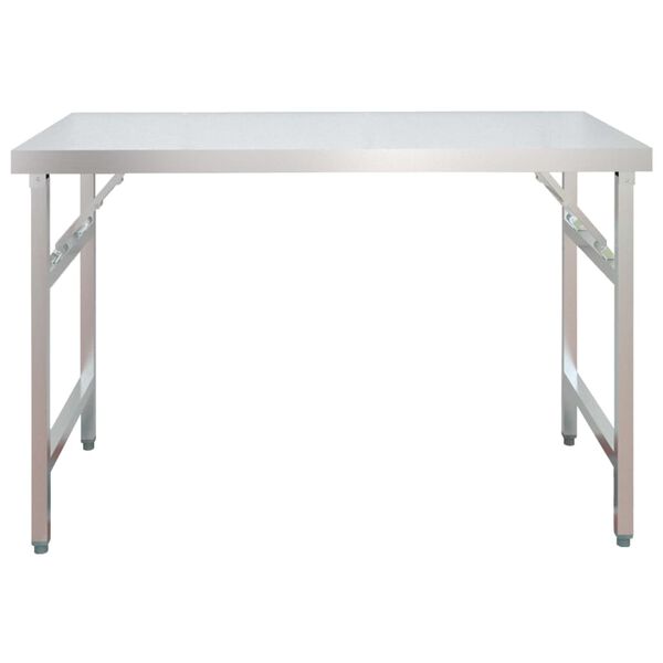 vidaXL Πάγκος Εργασίας Κουζίνας με Ράφι 120x60x145 εκ. Ανοξείδ. Ατσάλι