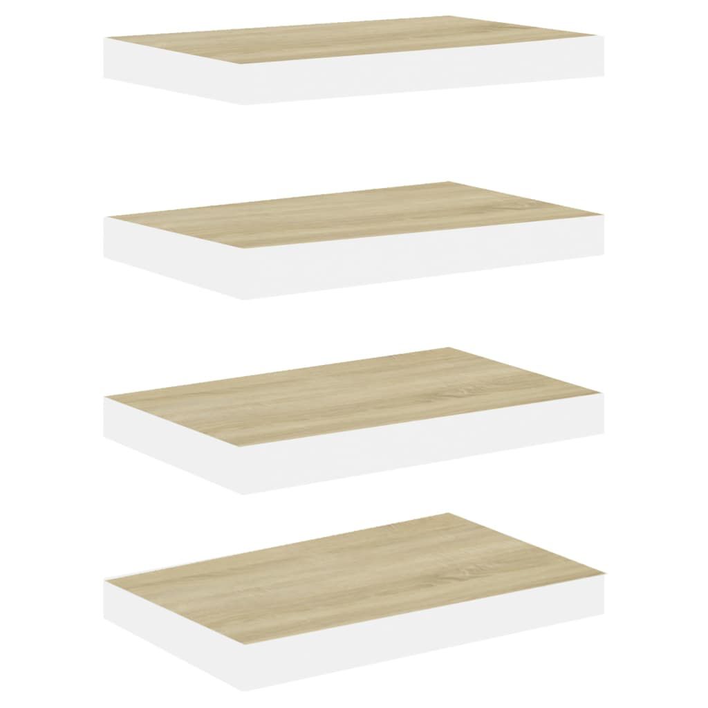 vidaXL Ράφια Τοίχου 4 τεμ. Δρυς/Άσπρο 50 x 23 x 3,8 εκ. MDF