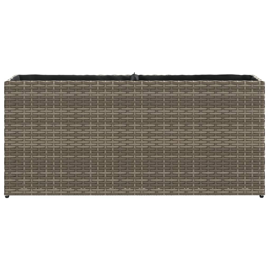 vidaXL Ζαρντινιέρα Κήπου Γκρι 90x20x40εκ. Συνθ. Ρατάν με 2 Γλάστρες