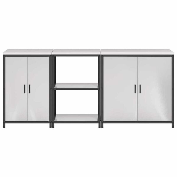 vidaXL Σετ Αποθήκευσης Κουζίνας με ράφι 3 pcs Ασημί 210 x 50 x 92 εκ