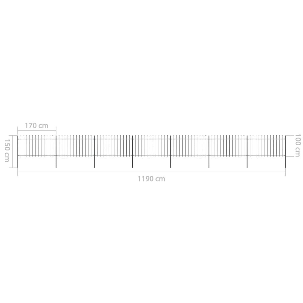 vidaXL Κάγκελα Περίφραξης με Λόγχες Μαύρα 11,9 x 1 μ. από Χάλυβα