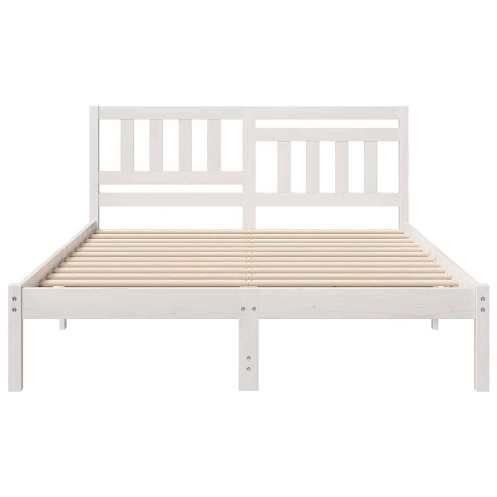 vidaXL Σκελετός Κρεβατιού Λευκό 135 x 190 cm Μασίφ ξύλο πεύκου