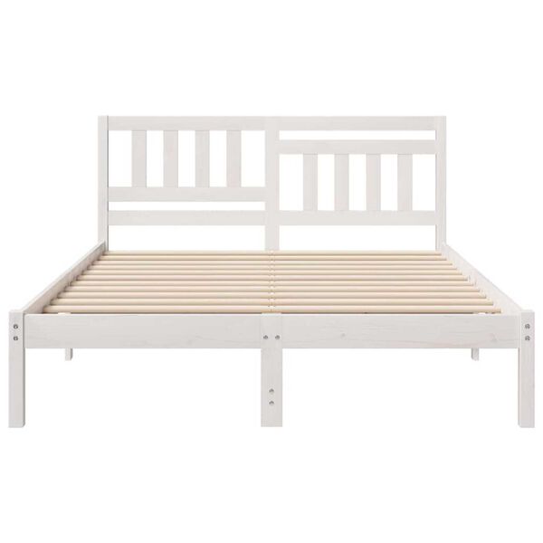 vidaXL Σκελετός Κρεβατιού Λευκό 135 x 190 cm Μασίφ ξύλο πεύκου