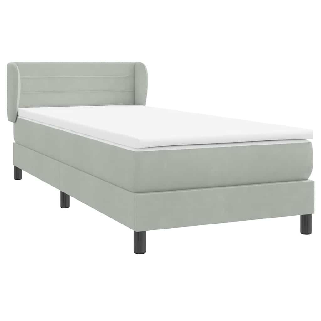 vidaXL Box Spring κρεβάτι με στρώμα ανοιχτό γκρι 90x210 cm Βελούδινο