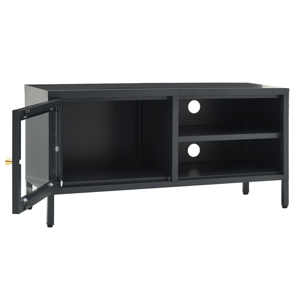 vidaXL Έπιπλο Τηλεόρασης Ανθρακί 90 x 30 x 44 εκ. από Ατσάλι και Γυαλί