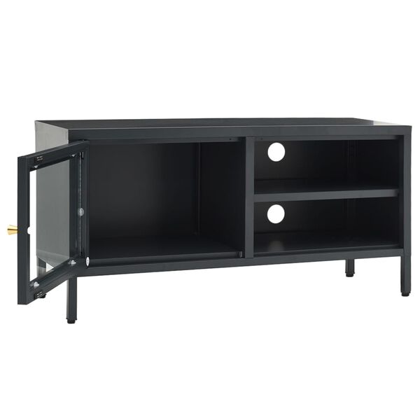 vidaXL Έπιπλο Τηλεόρασης Ανθρακί 90 x 30 x 44 εκ. από Ατσάλι και Γυαλί