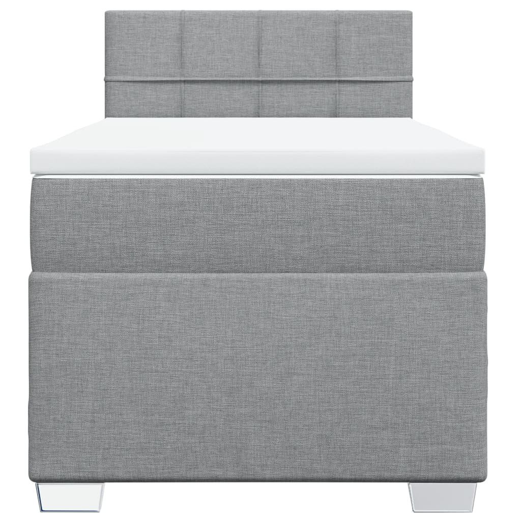 vidaXL Κρεβάτι Boxspring με Στρώμα Ανοιχτό Γκρι 100x200 εκ. Υφασμάτινο