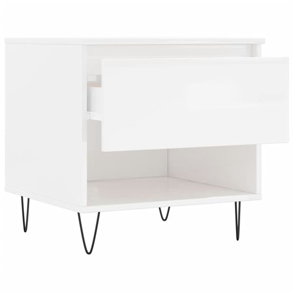 vidaXL Τραπεζάκια Σαλονιού 2 τεμ. Γυαλ. Λευκό 50x46x50 εκ. Επεξ. Ξύλο