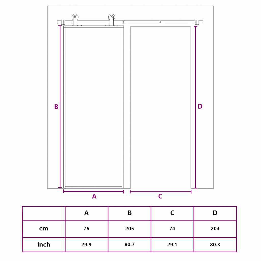 vidaXL Συρόμενη Πόρτα Μαύρη Αμμοβολή 76 x 205 εκ. Γυαλί ESG/Αλουμίνιο