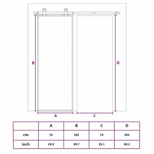 vidaXL Συρόμενη Πόρτα Μαύρη Αμμοβολή 76 x 205 εκ. Γυαλί ESG/Αλουμίνιο