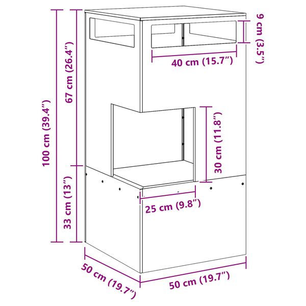vidaXL Φλόγιστρο Μαύρο 50x50x100 εκ Ατσάλι