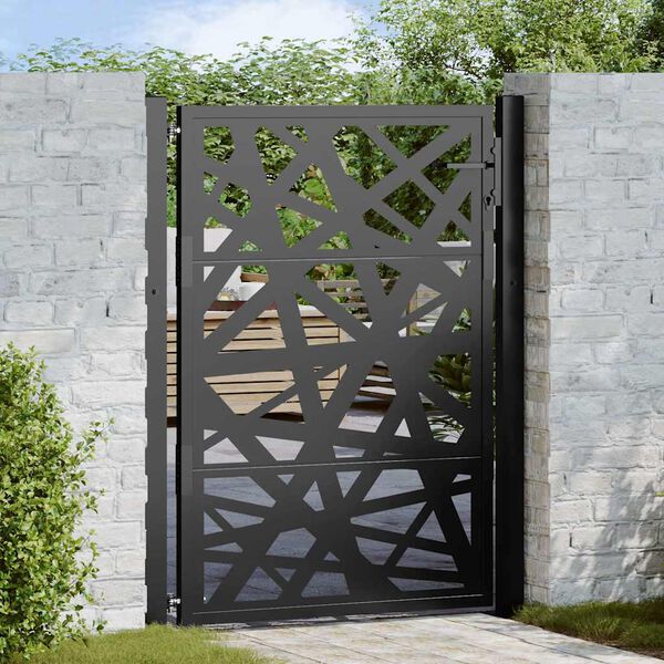 vidaXL Πύλη κήπου Μαύρη 105x130 cm Ατσάλινη ελαφριά σχεδίαση