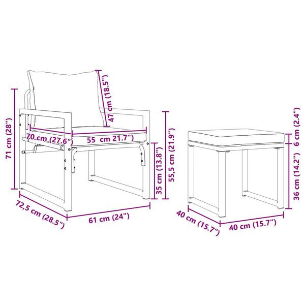 vidaXL Σετ Καναπέ Κήπου 4 pcs Μαύρο 61 x 72.5 x 71 εκ. Ατσάλι
