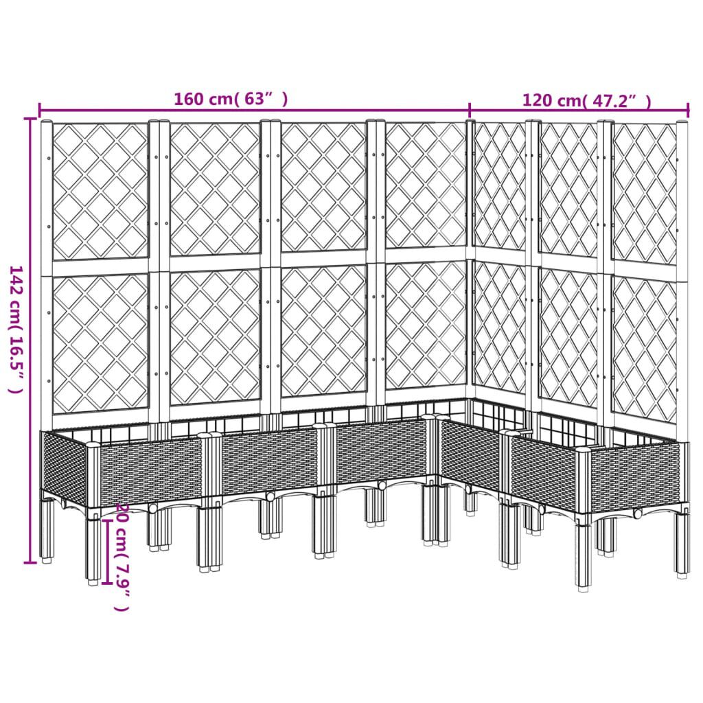vidaXL Ζαρντινιέρα Κήπου με Καφασωτό Λευκή 160x160x142 εκ. Πολυπροπ.