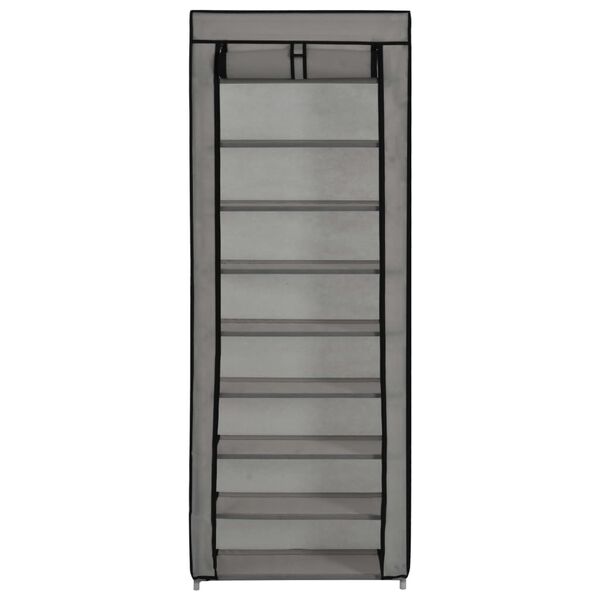 vidaXL Παπουτσοθήκη με Κάλυμμα Γκρι 57 x 29 x 162 εκ. Υφασμάτινη