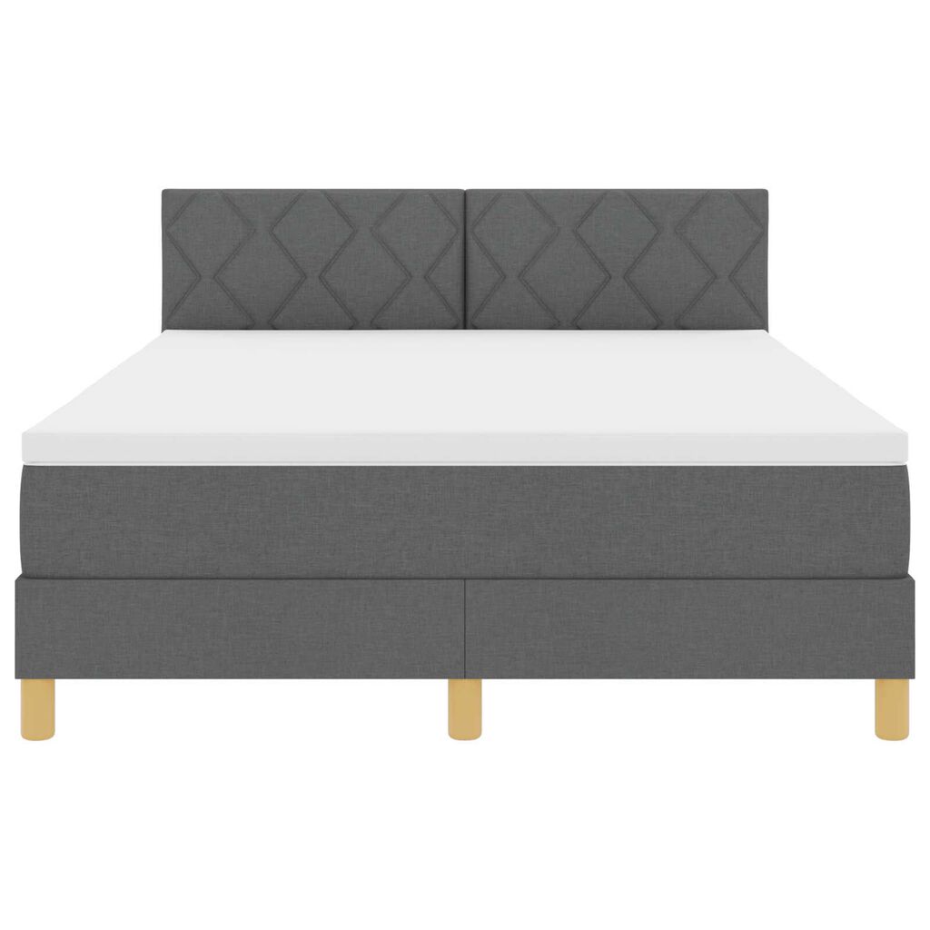 vidaXL Κρεβάτι Box Spring με Ματράκι & LED Σκούρο Γκρι 140x200 εκ Ύφασμα