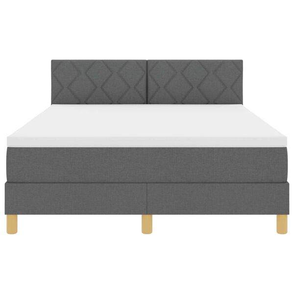 vidaXL Κρεβάτι Box Spring με Ματράκι & LED Σκούρο Γκρι 140x200 εκ Ύφασμα