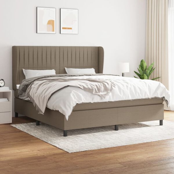 vidaXL &Kappa;&rho;&epsilon;&beta;ά&tau;&iota; Boxspring &mu;&epsilon; &Sigma;&tau;&rho;ώ&mu;&alpha; Taupe 180x200 &epsilon;&kappa;. &Upsilon;&phi;&alpha;&sigma;&mu;ά&tau;&iota;&nu;&omicron;