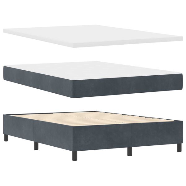 Κρεβάτι Box Spring με Στρώμα & LED Γκρι 140x190 εκ Βελούδινο