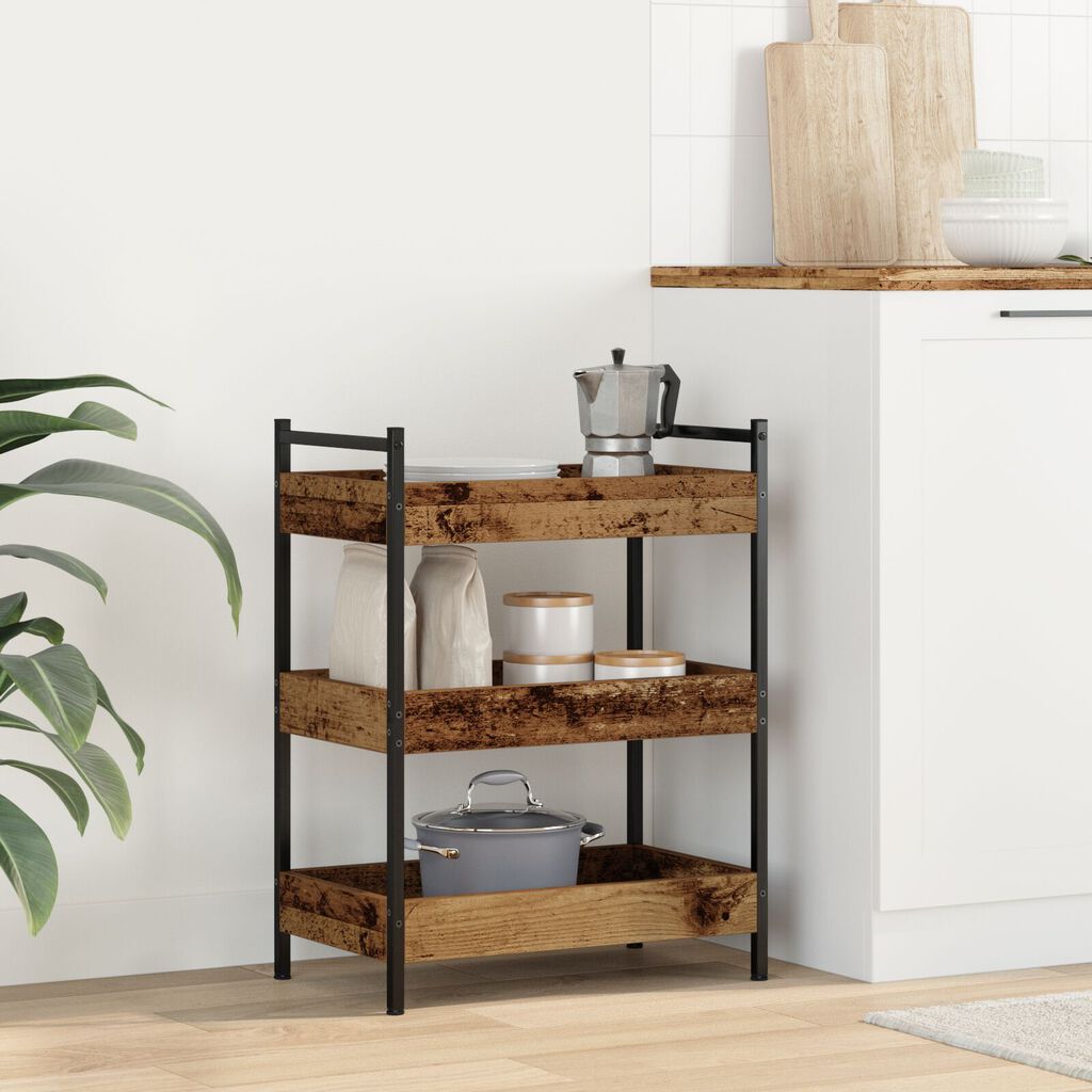 vidaXL Τρόλεϊ Κουζίνας Παλιού Ξύλου 50x30x70 εκ. Επεξεργασμένο Ξύλο