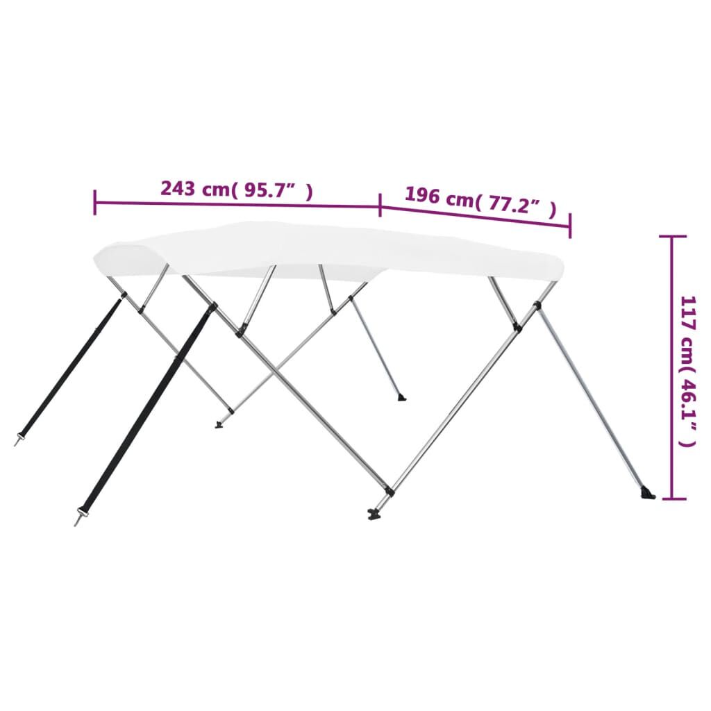 vidaXL Τέντα Σκάφους με 4 Αψίδες Λευκή 243 x 196 x 137 εκ.