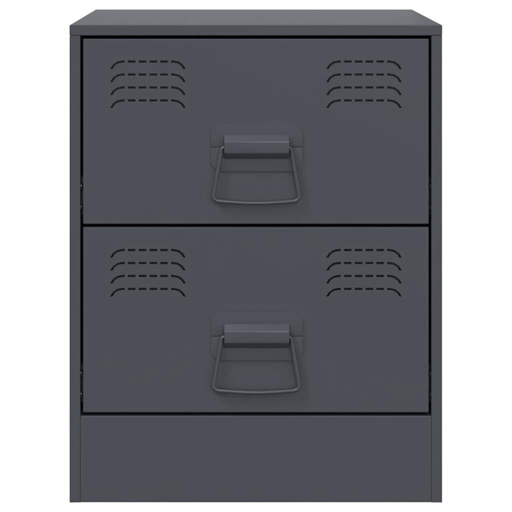 vidaXL Κομοδίνα 2 τεμ. Ανθρακί 34,5 x 39 x 44 εκ. από Χάλυβα