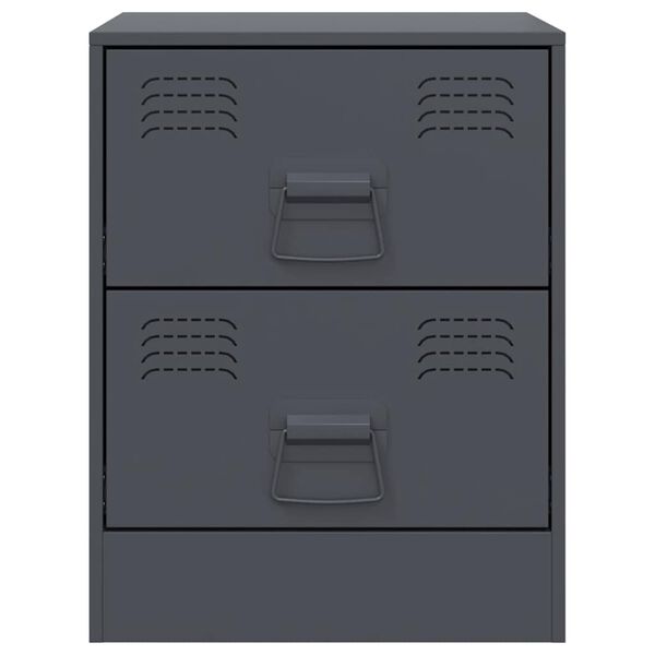 vidaXL Κομοδίνα 2 τεμ. Ανθρακί 34,5 x 39 x 44 εκ. από Χάλυβα