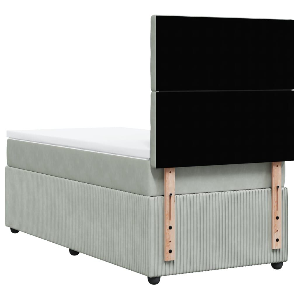 vidaXL Κρεβάτι Boxspring με Στρώμα Ανοιχτό Γκρι 80x200 εκ. Βελούδινο