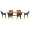 vidaXL Σέτ φαγητού για κήπο 7 pcs Γκρι και καφέ συνθετικό ρατάν