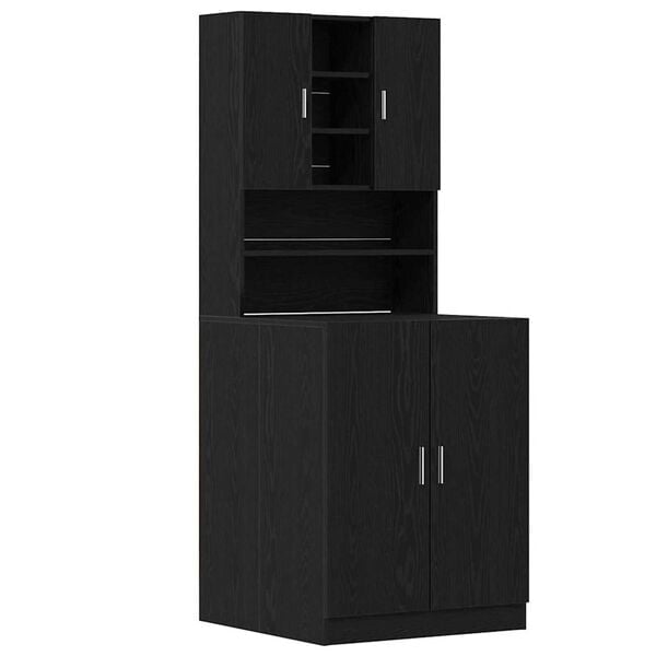 vidaXL Ντουλάπι πλυντηρίου 2 pcs Μαύρη δρυς 70.5 x 71.5 x 181.5 εκ