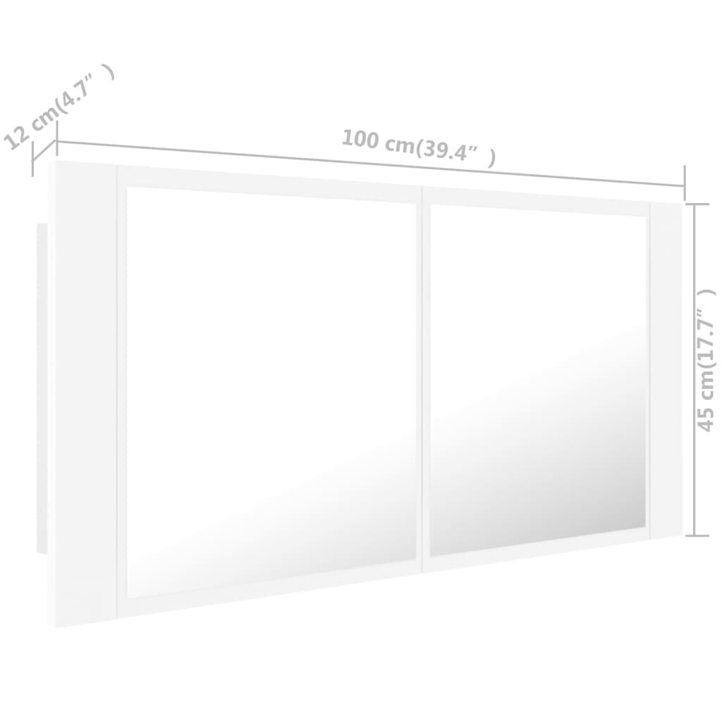 vidaXL Καθρέφτης Μπάνιου με Ντουλάπι LED Λευκός 100x12x45 εκ Ακρυλικός