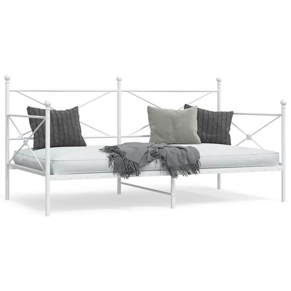 vidaXL Κρεβάτι ημέρας χωρίς στρώμα Λευκό 100x200 cm Ατσάλι