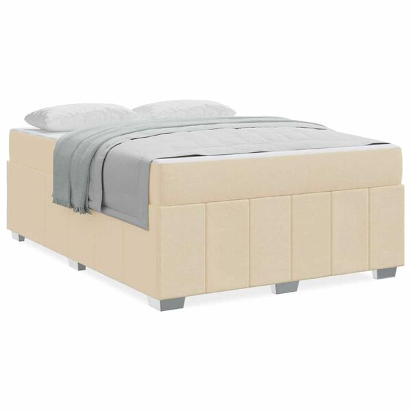 vidaXL Σκελετός Κρεβατιού με στρώμα Κρεμ 160 x 200 cm ύφασμα