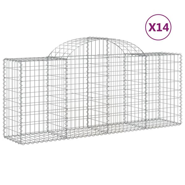 vidaXL Συρματοκιβώτια Τοξωτά 14 τεμ. 200x50x80/100 εκ. Γαλβαν. Ατσάλι