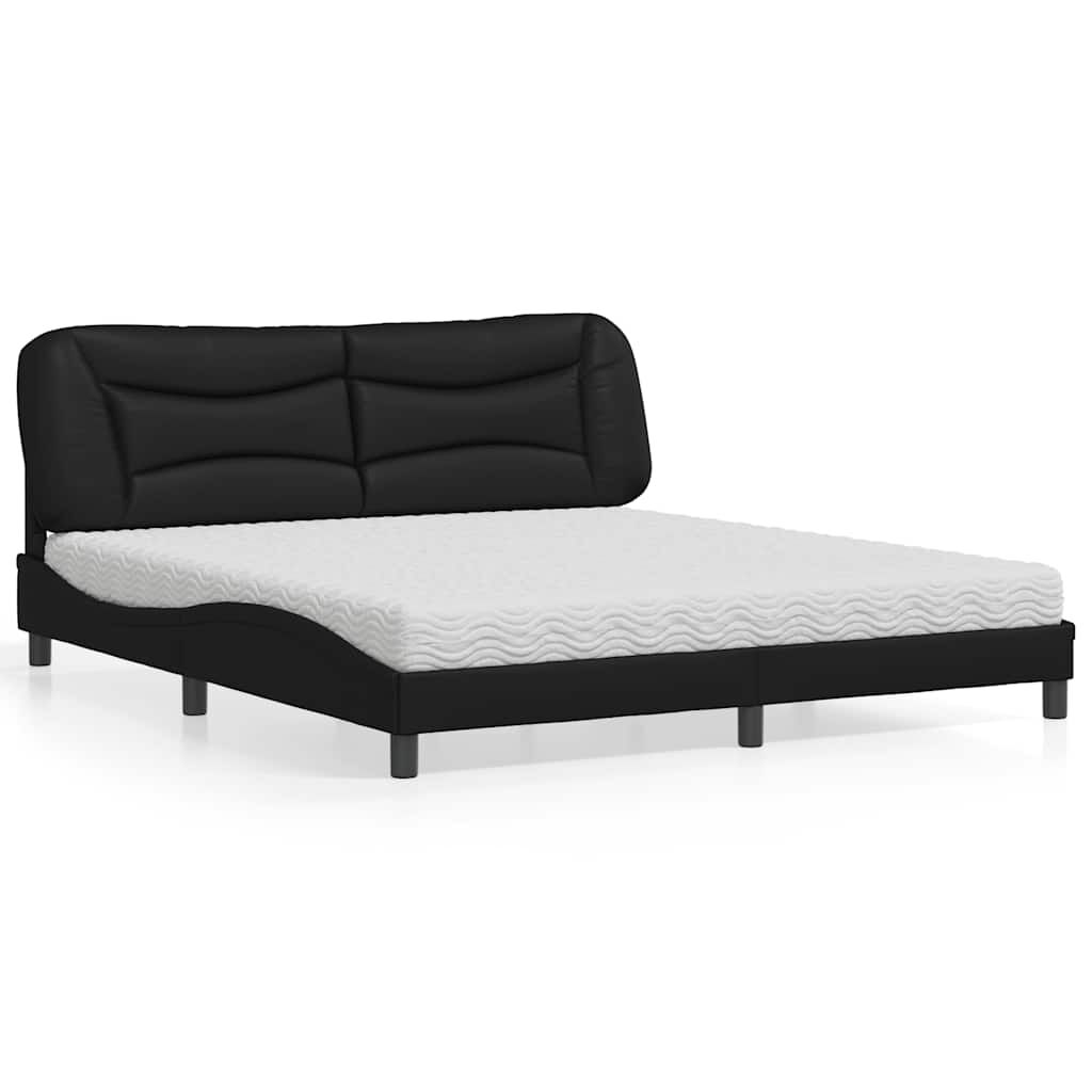 vidaXL Κρεβάτι με Στρώμα Μαύρο 180x200 εκ. από Συνθετικό δέρμα