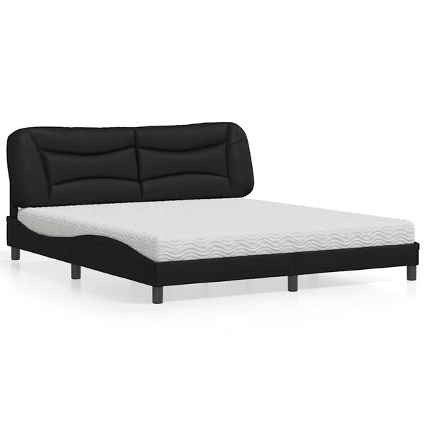 vidaXL Κρεβάτι με Στρώμα Μαύρο 180x200 εκ. από Συνθετικό δέρμα