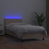 vidaXL Κρεβάτι Boxspring Στρώμα&LED Καπουτσίνο 90x190 εκ. Συνθ. Δέρμα