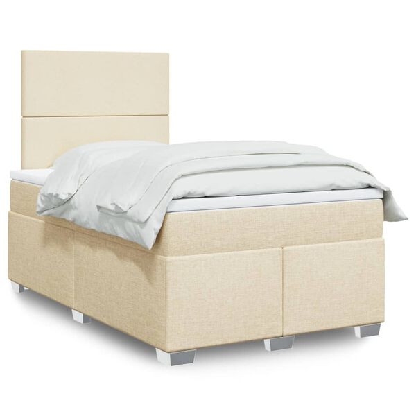 vidaXL Κρεβάτι Boxspring με Στρώμα Κρεμ 120x200 εκ. Υφασμάτινο