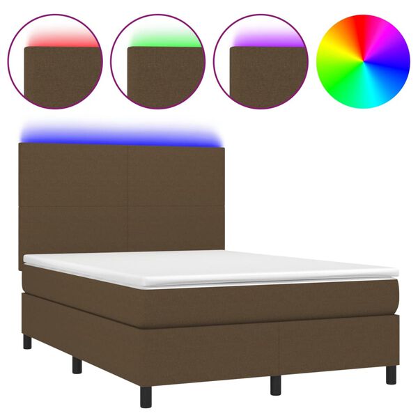 vidaXL &Kappa;&rho;&epsilon;&beta;ά&tau;&iota; Boxspring &mu;&epsilon; &Sigma;&tau;&rho;ώ&mu;&alpha; & LED &Sigma;&kappa;.&Kappa;&alpha;&phi;έ 140x190&epsilon;&kappa;. &Upsilon;&phi;&alpha;&sigma;&mu;ά&tau;&iota;&nu;&omicron;