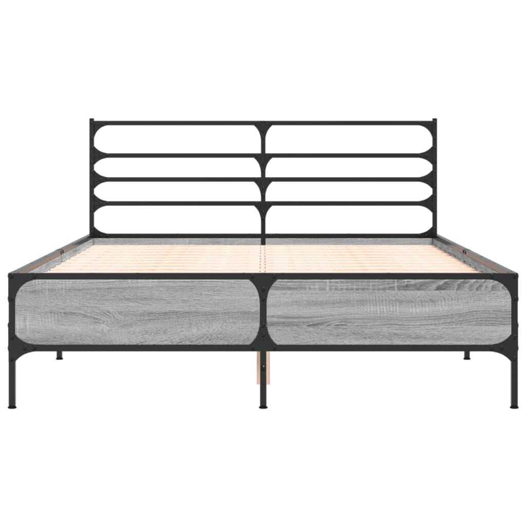 vidaXL Πλαίσιο Κρεβατιού Γκρι Sonoma 140x200 εκ. Επεξ. Ξύλο & Μέταλλο