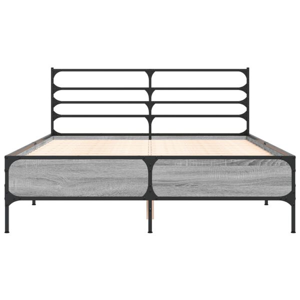 vidaXL Πλαίσιο Κρεβατιού Γκρι Sonoma 140x200 εκ. Επεξ. Ξύλο & Μέταλλο